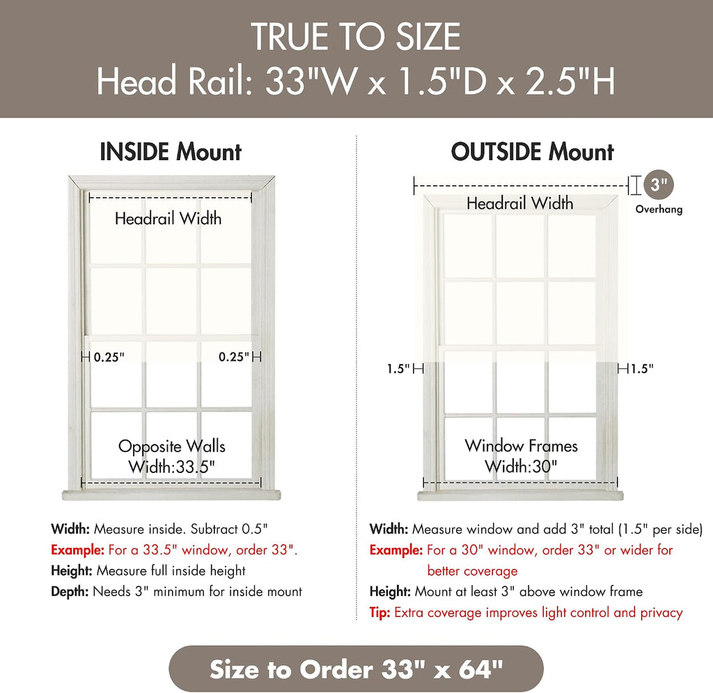 Madison Park Roman Shade, Room Darkening Blind Cordless, 33x64 Sheen Ivory