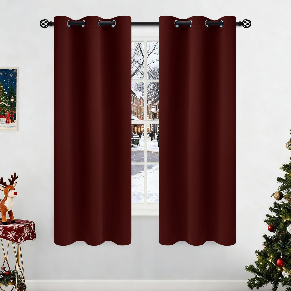 COSVIYA Grommet Blackout Room Darkening Navy Blue Curtains 84 inch Length