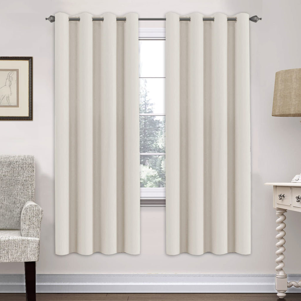H.VERSAILTEX Blackout Curtains for Bedroom Thermal Insulated Room Darkening Living Room Curtains 63 Inch Long Grommet Privacy Protection Window Curtain Panels/Drapes for Nursery,2 Panels,Ivory/Cream
