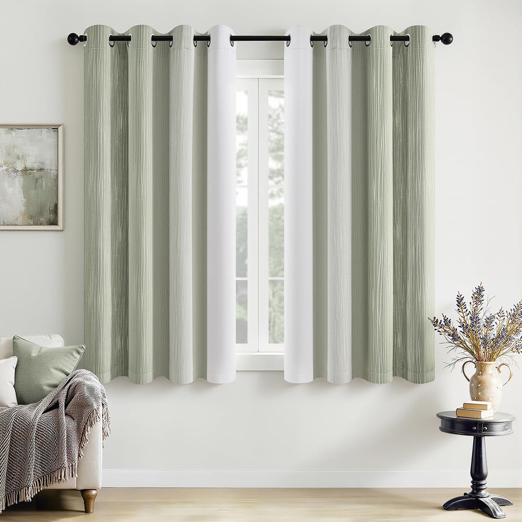MIULEE Navy Blue and Greyish White Ombre Blackout Curtains 52Wx84L Set of 2