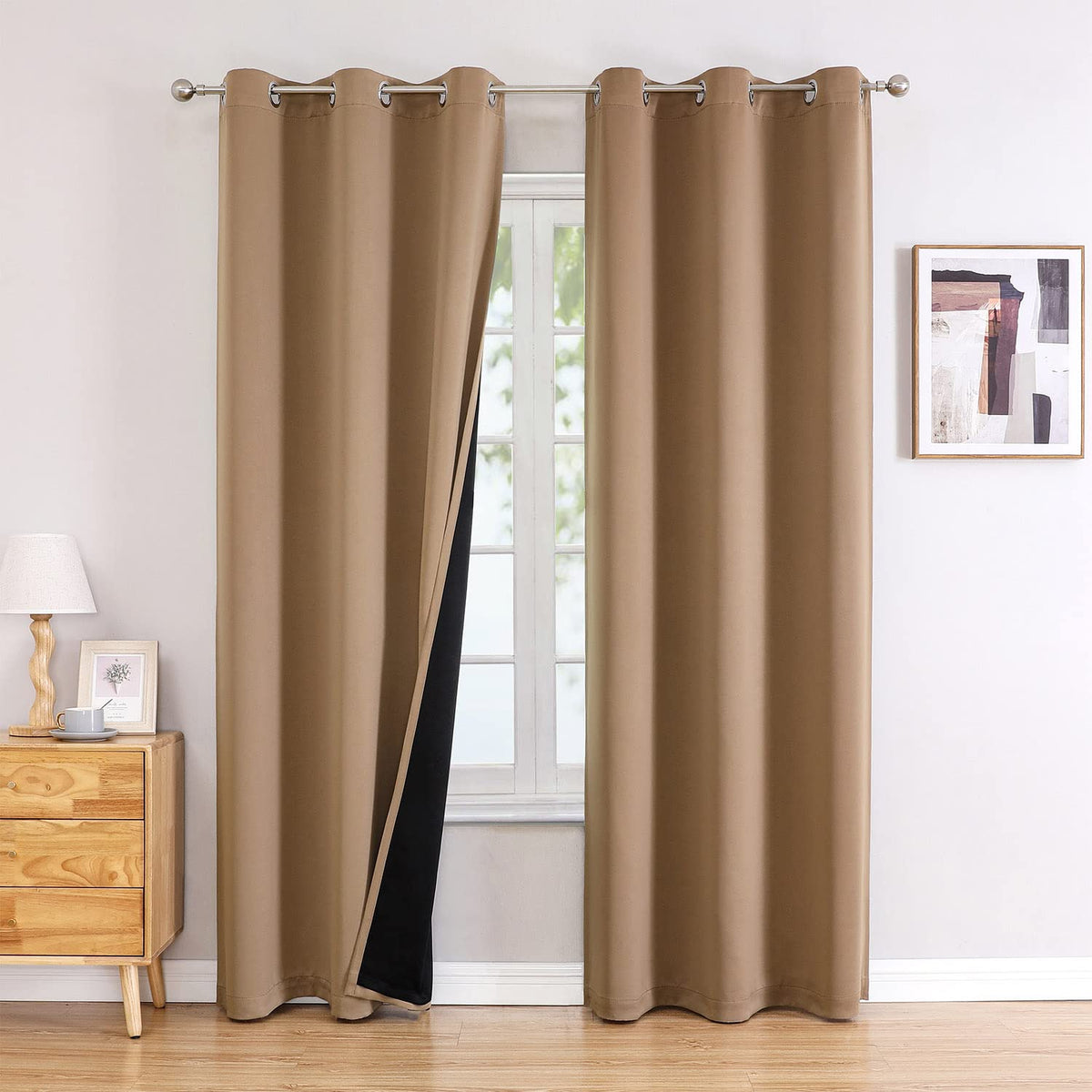 ChrisDowa 100% Blackout Curtains for Bedroom 63 Inches Long 2 Panels Set