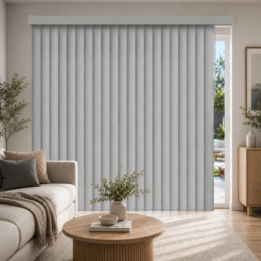 CHICOLOGY Vertical Blinds, Oxford White (Vinyl), 3.5" PVC, 78" W x 84" H