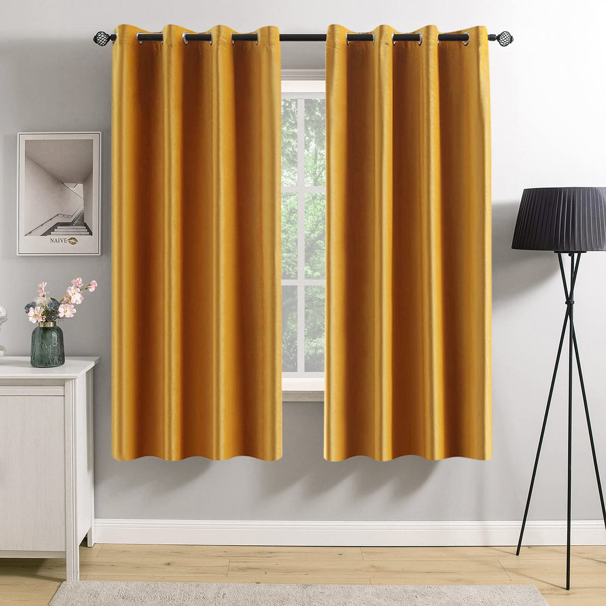 MIULEE Velvet Blackout Curtains Olive Green 52 x 96 Inch Length 2 Panels