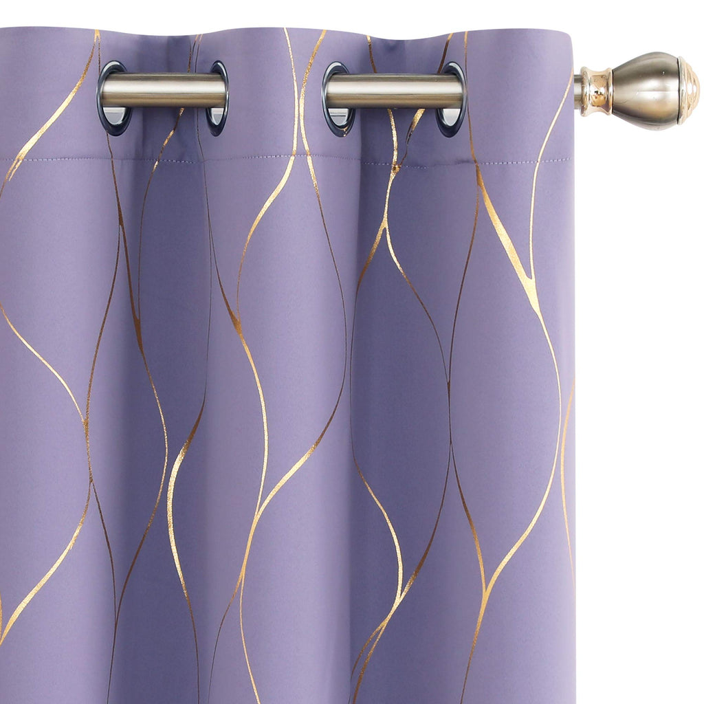 Deconovo Curtains for Living Room, Pattern Blackout Curtains 84 Inches Long