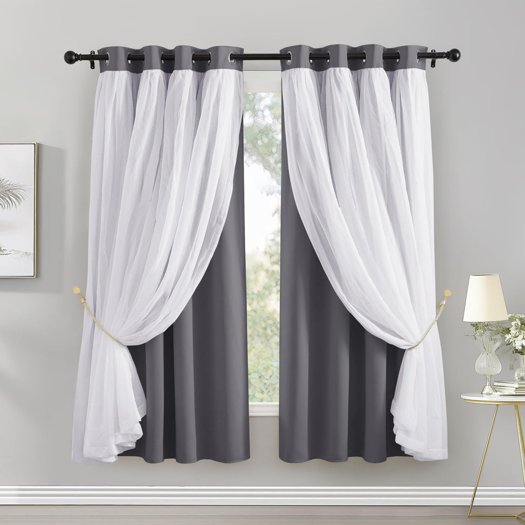 PONY DANCE Black Blackout Curtains for Bedroom, 52 W x 84 L, Set of 2
