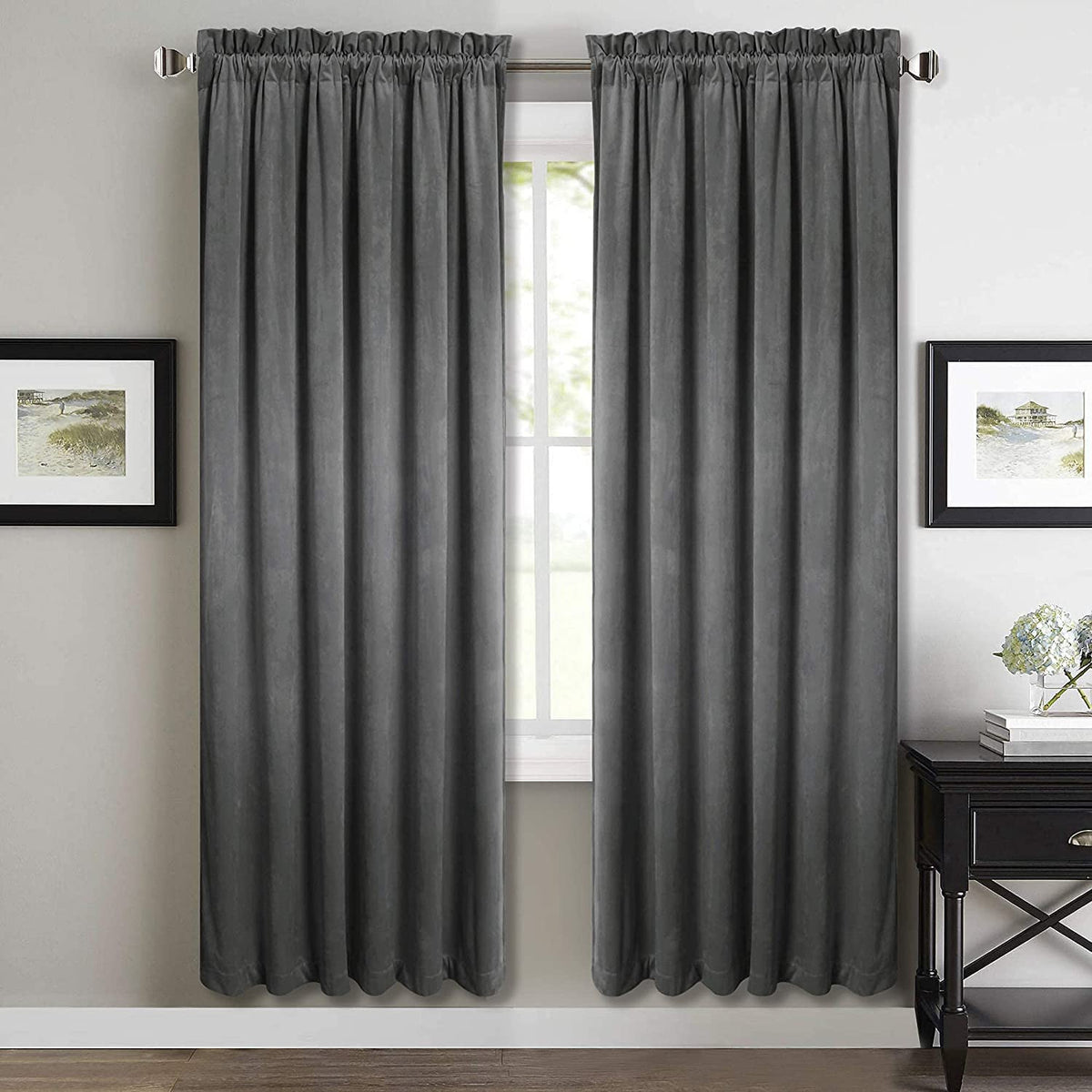 StangH Theater Red Velvet Curtains for Living Room Christmas Decor 2 Panels