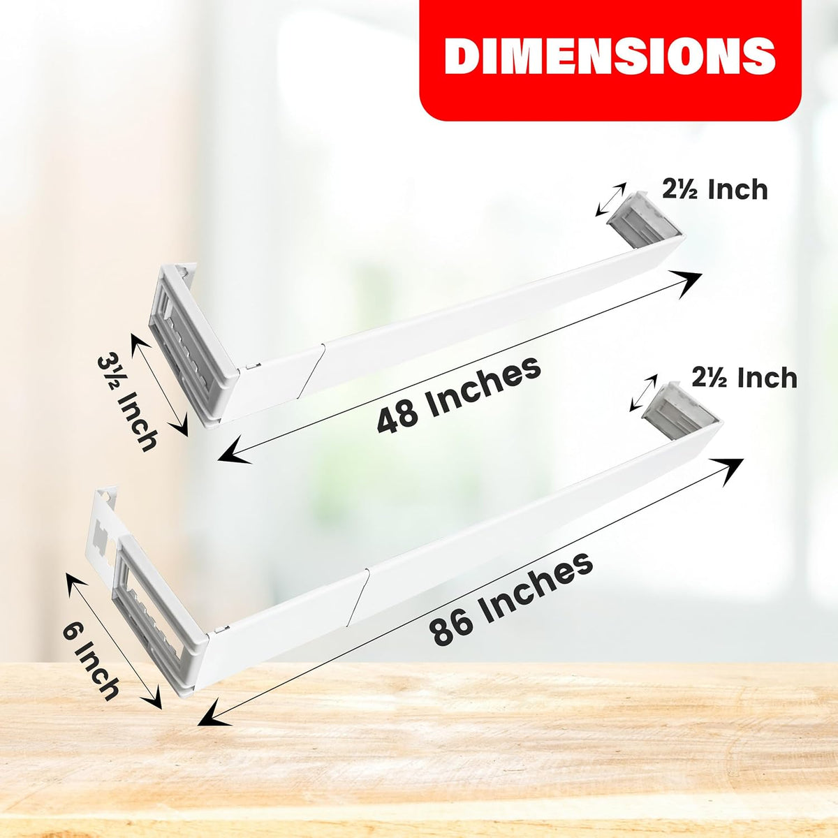Amazing Drapery Hardware 2.5 Inch Wide Pocket Curtain Rod, 48-86 Inches