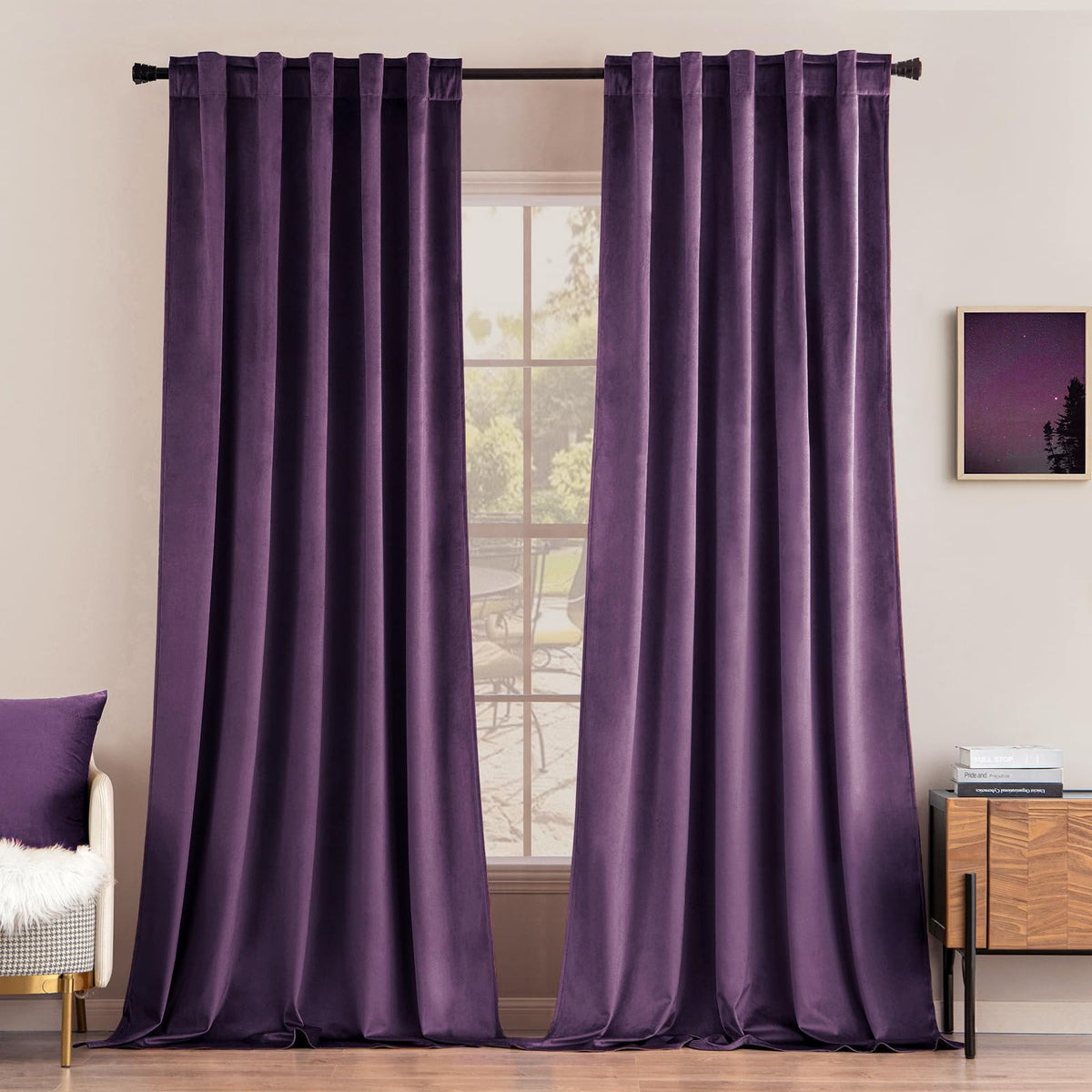 MIULEE Gold Velvet Curtains 52x84 inches Luxury Blackout Curtains