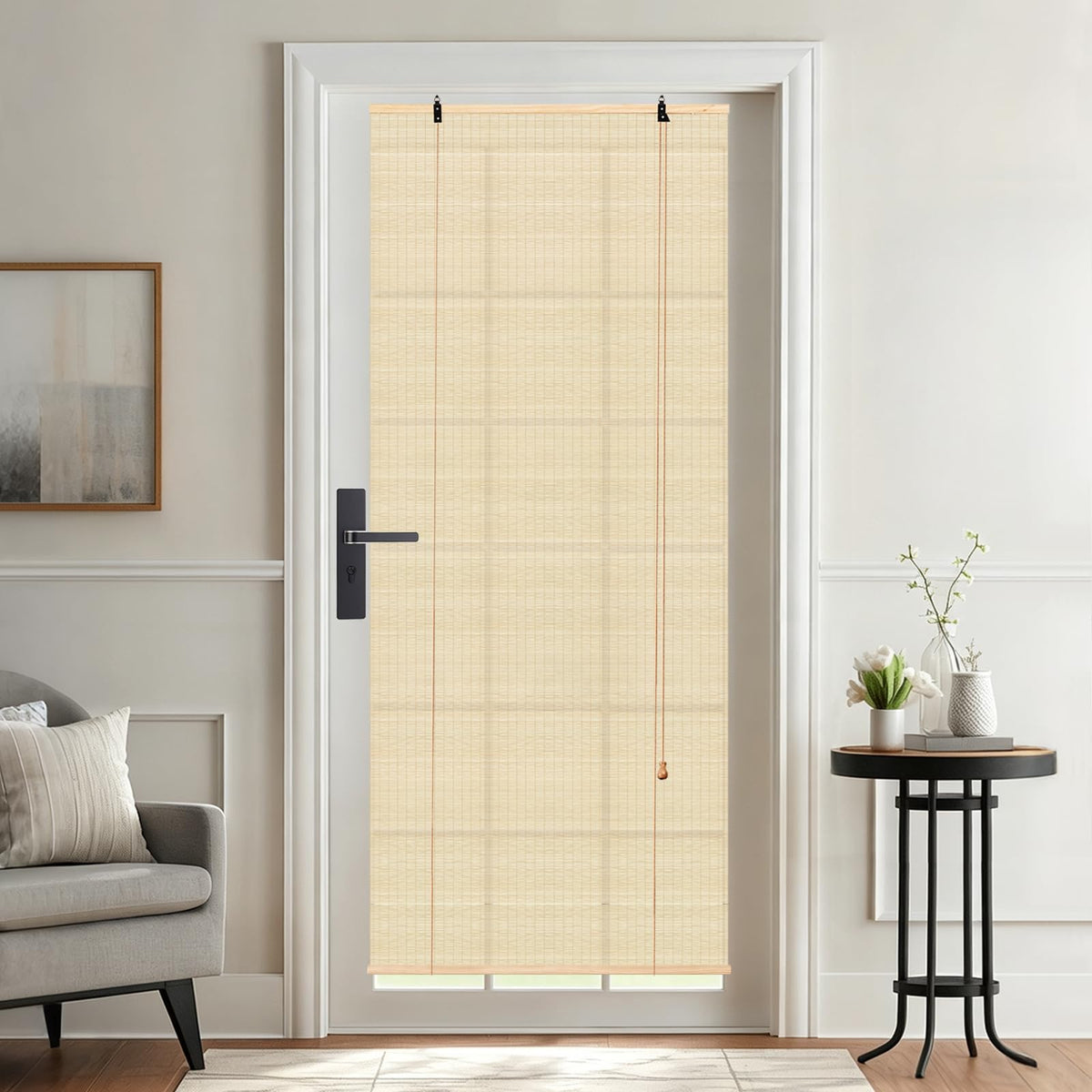 Bamboo Roman Shades Blinds for Windows - Natural Light Filtering Privacy Shades, Handwoven Indoor Window Coverings Easy to Install 24W x 72L
