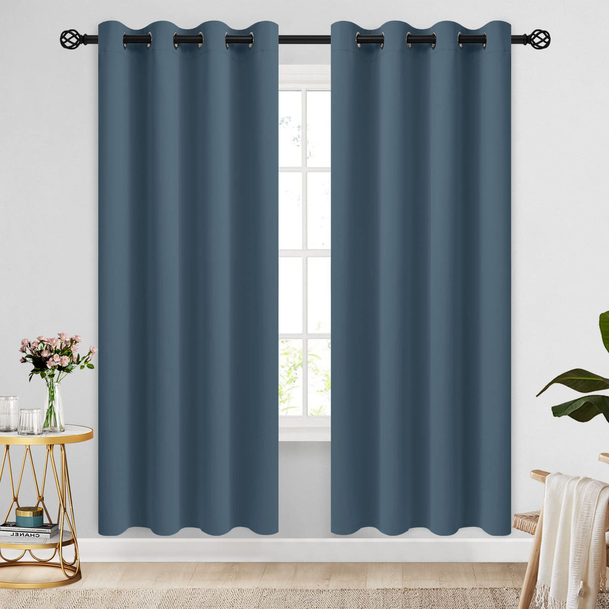 COSVIYA Grommet Blackout Room Darkening Navy Blue Curtains 84 inch Length