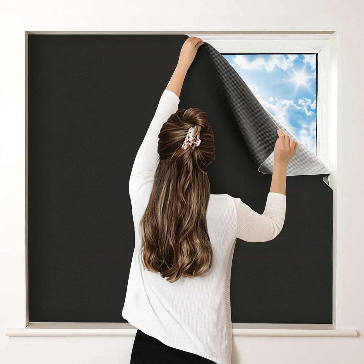 Petaholic 100% Blackout Curtains for Bedroom, Portable DIY Window Blinds, No Drill Window Shades & Blackout Blinds with Stickers & Tabs for Travel, Dorm Room, Media Room (118" x 57")