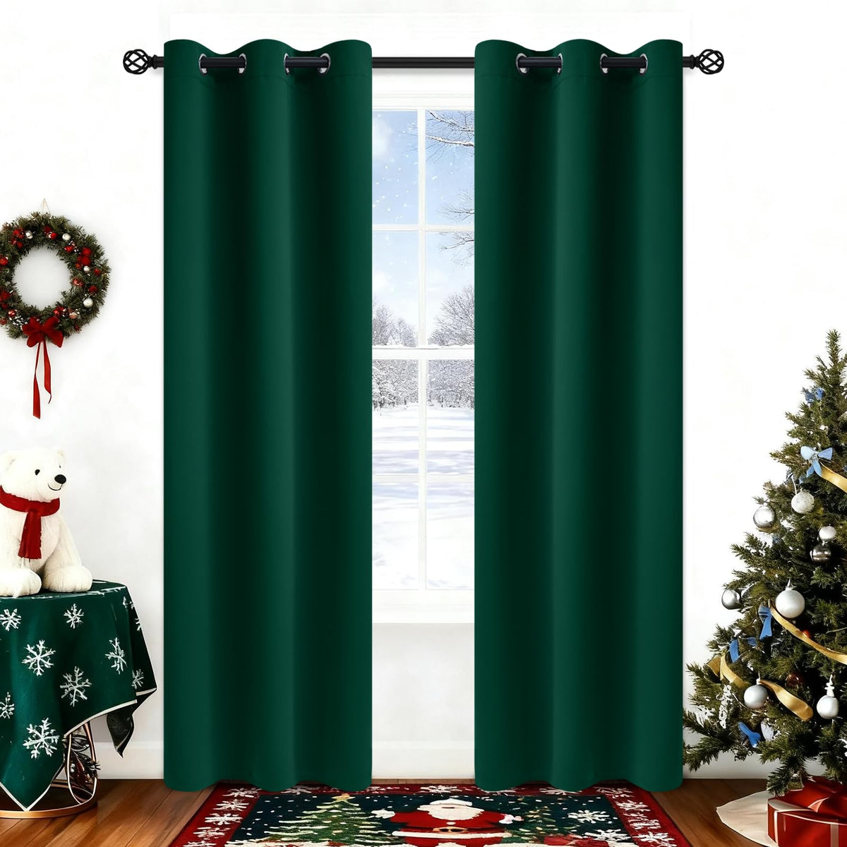 COSVIYA Grommet Blackout Room Darkening Navy Blue Curtains 84 inch Length
