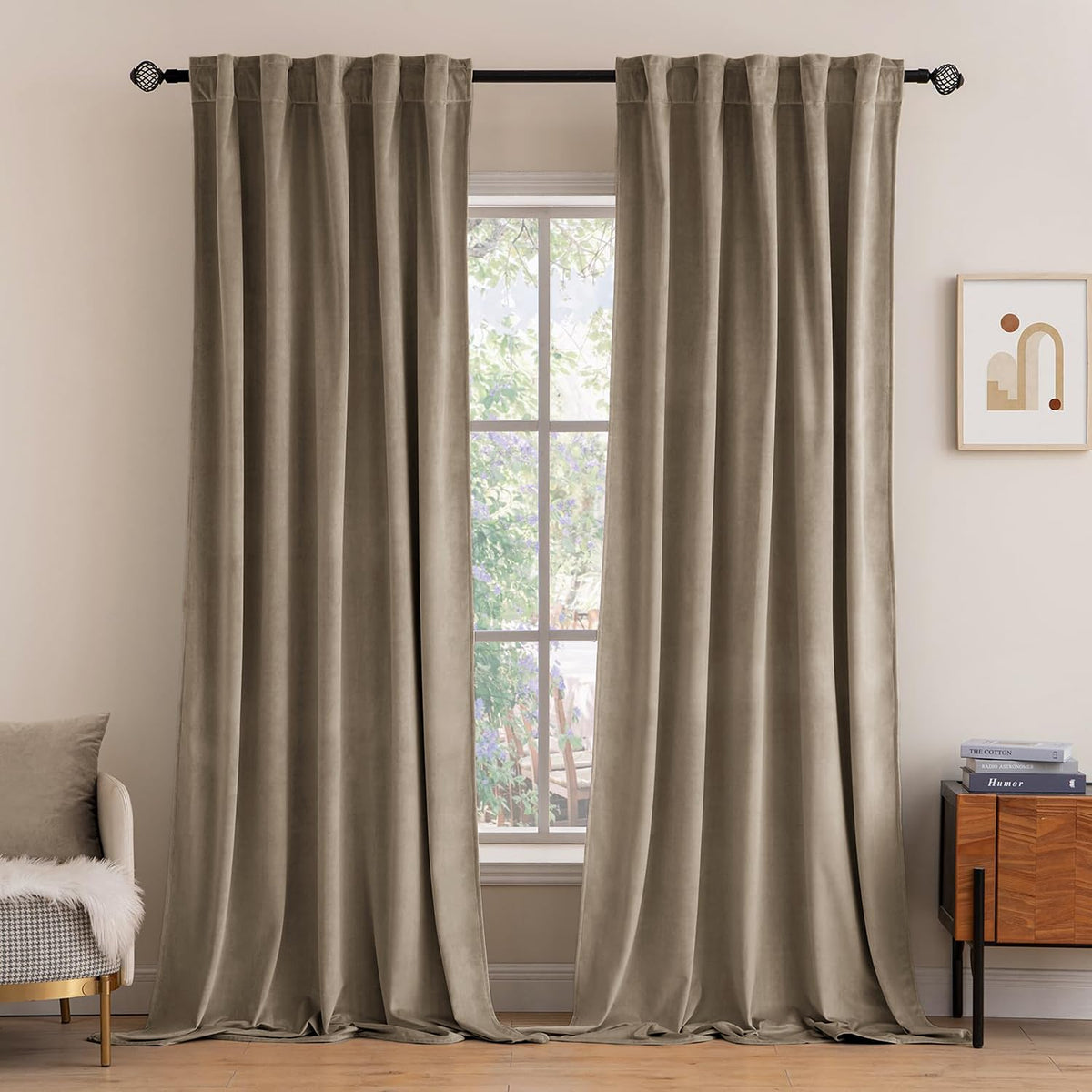 MIULEE Gold Velvet Curtains 52x84 inches Luxury Blackout Curtains