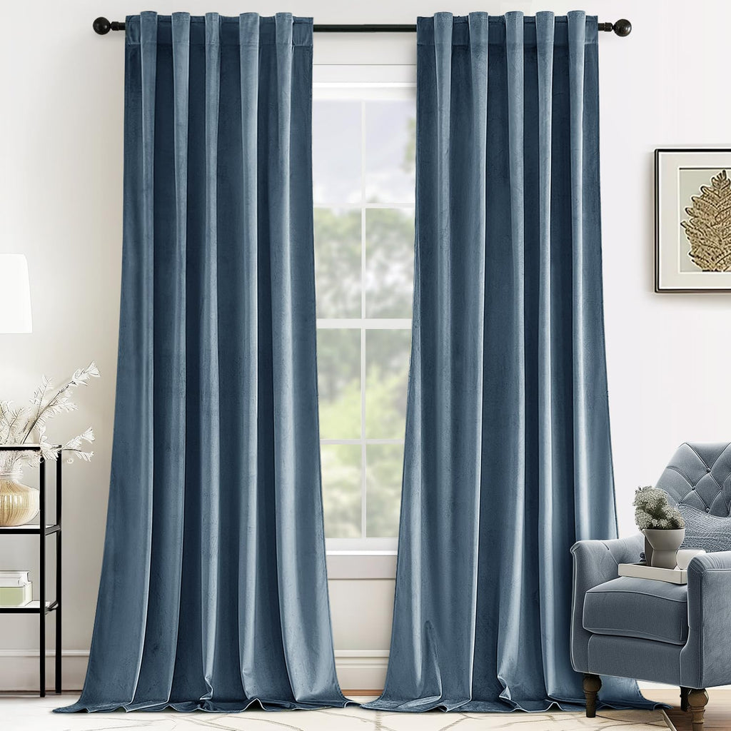 MIULEE Gold Velvet Curtains 52x84 inches Luxury Blackout Curtains