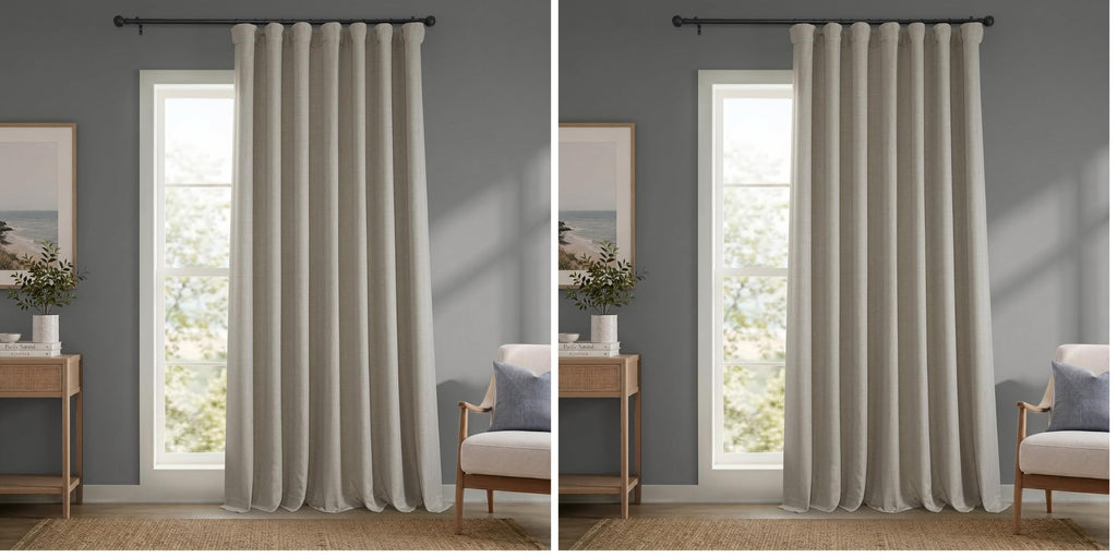 Faux Linen Curtains for Living Room (1 Panel) - 50W X 108L, Birch Taupe