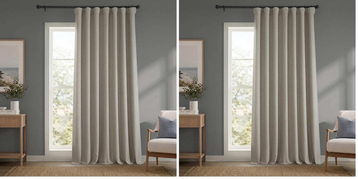 Faux Linen Curtains for Living Room (1 Panel) - 50W X 108L, Birch Taupe