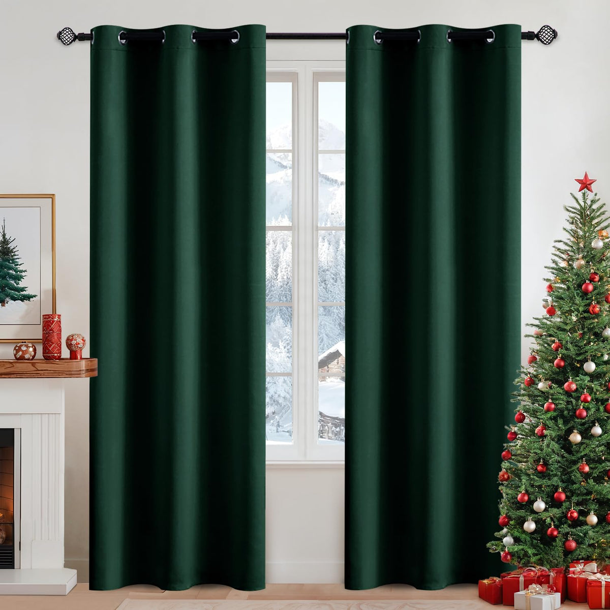 MIULEE Olive Blackout Bedroom Curtains Drapes 84 Inch Long 52"x84"