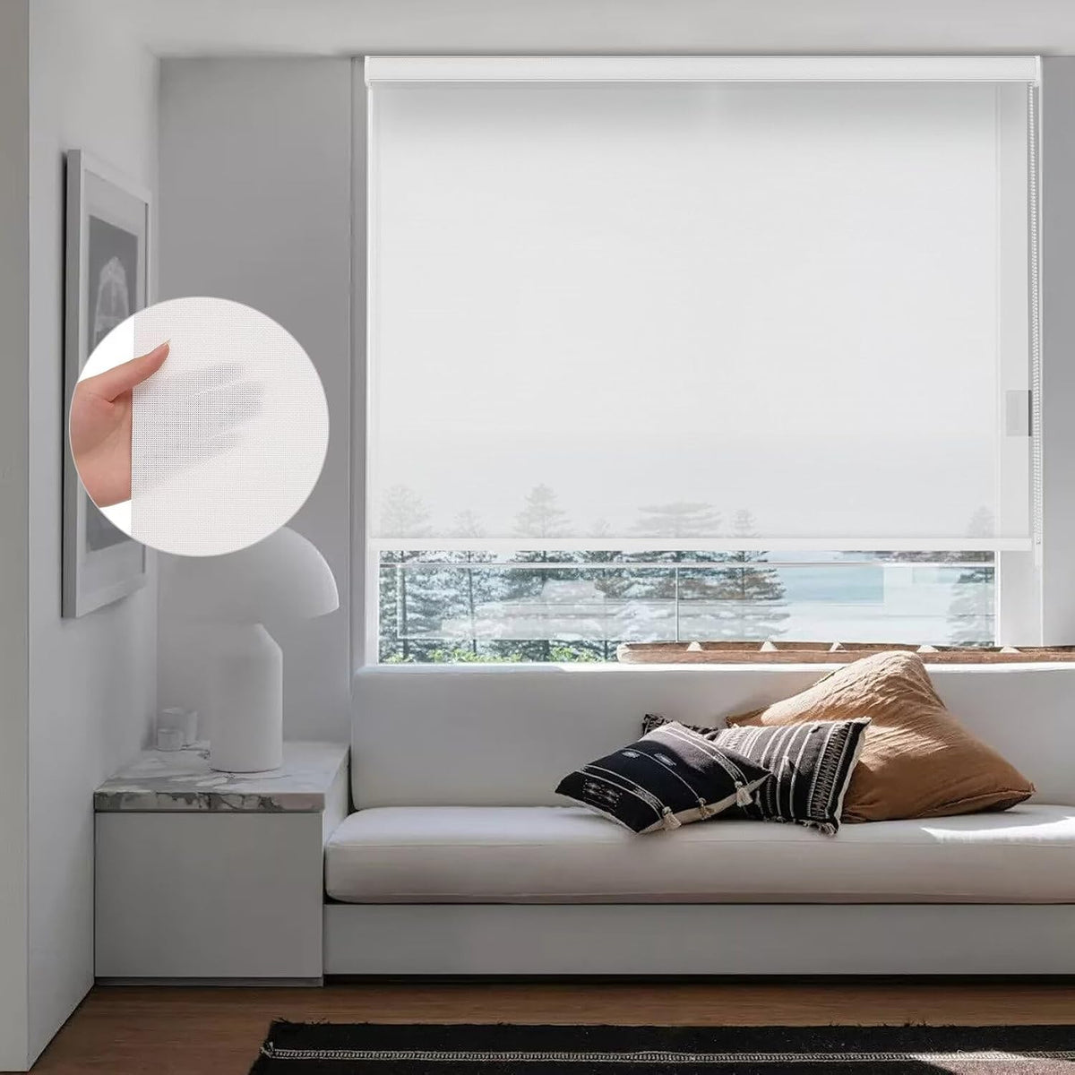 Changshade Custom Corded Solar Roller Shades, Light Filtering Window Blinds for UV, Glare and Heat Control, Custom Size Shades for Office, Living Room, Bedroom and Kitchen