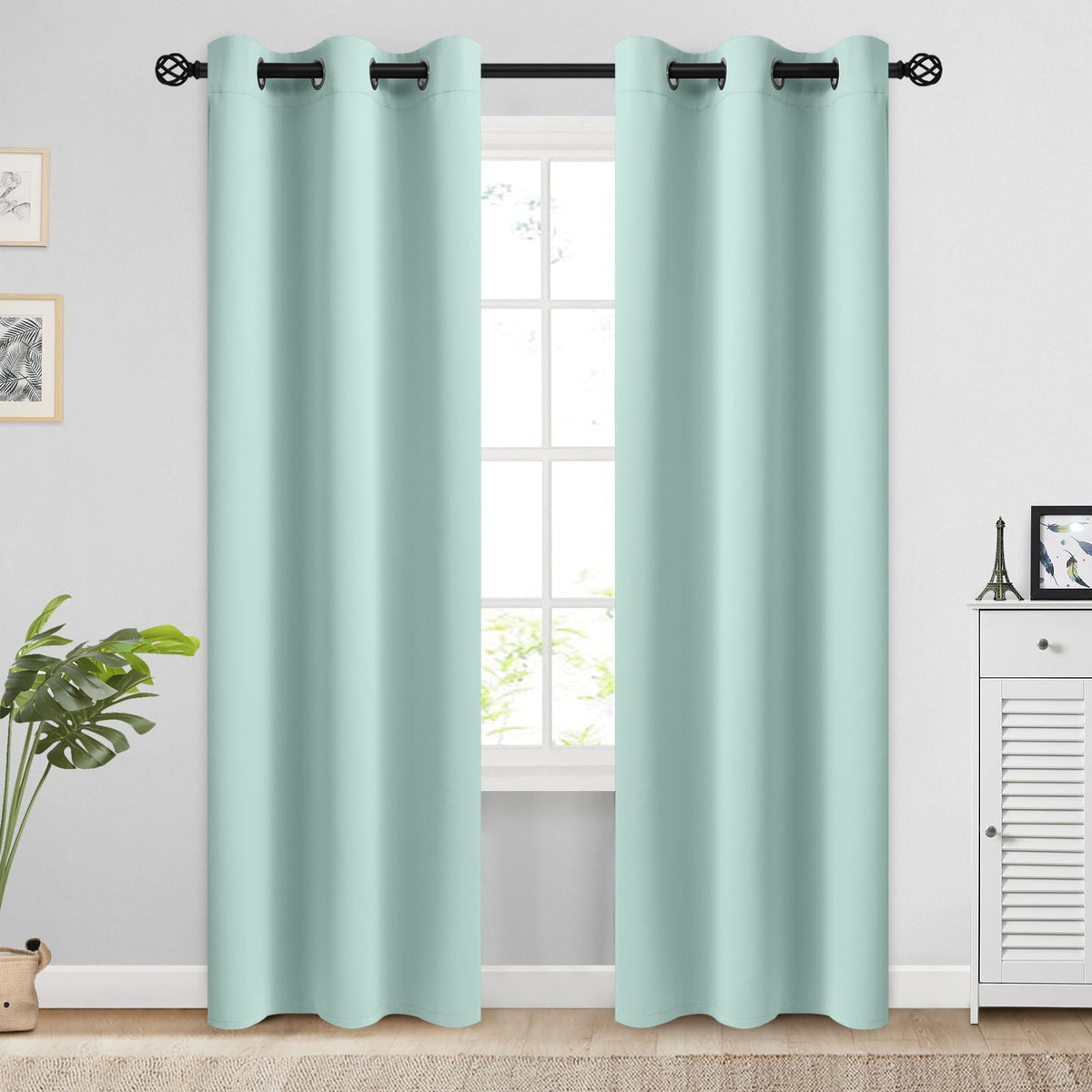 COSVIYA Grommet Blackout Room Darkening Navy Blue Curtains 84 inch Length