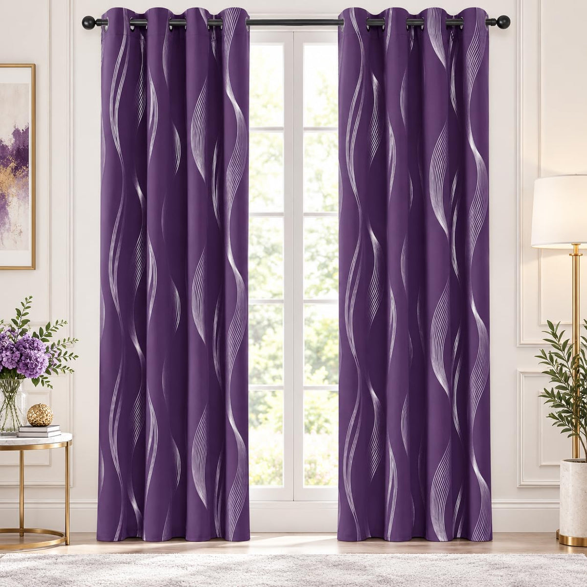 Deconovo Curtains for Living Room, Pattern Blackout Curtains 84 Inches Long