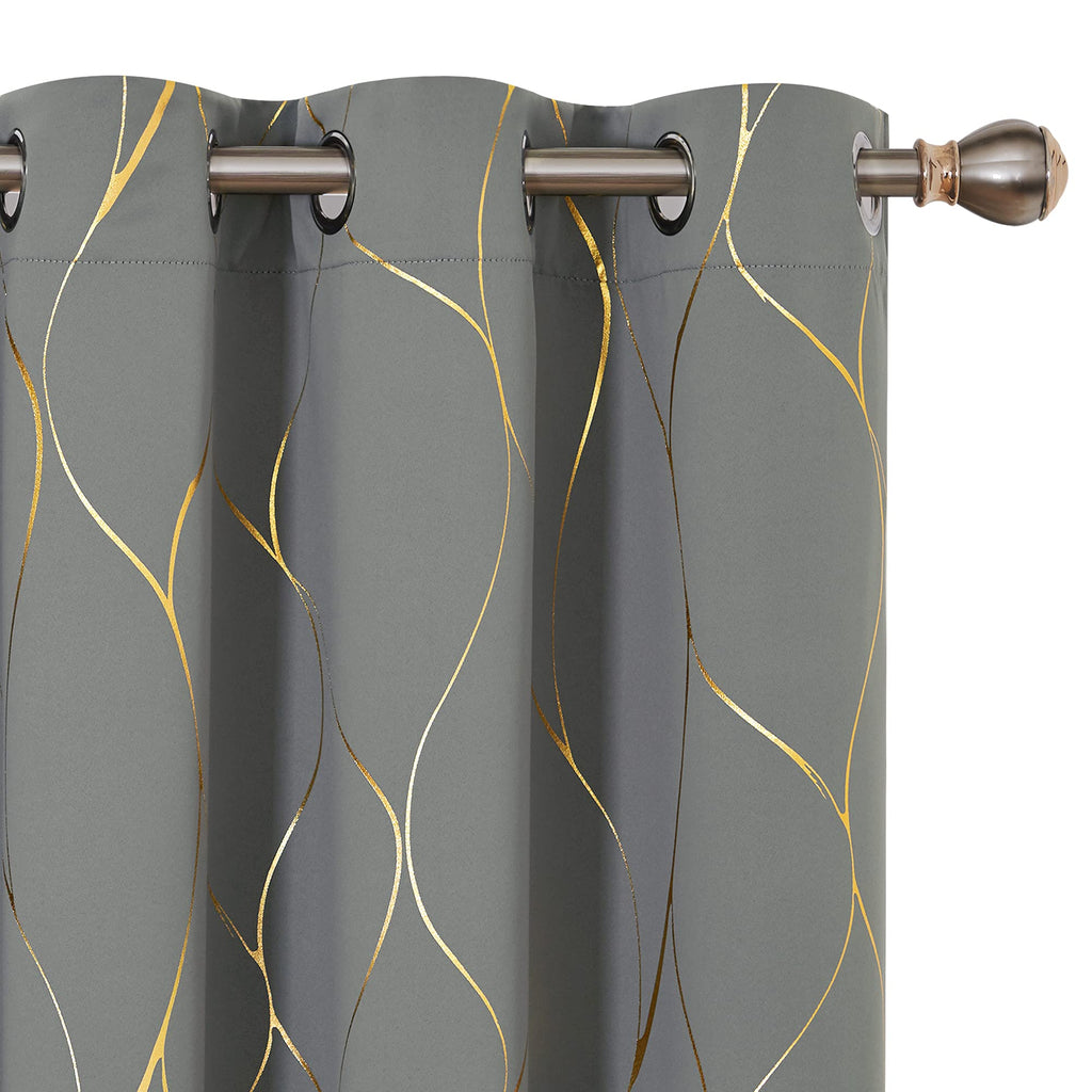 Deconovo Curtains for Living Room, Pattern Blackout Curtains 84 Inches Long