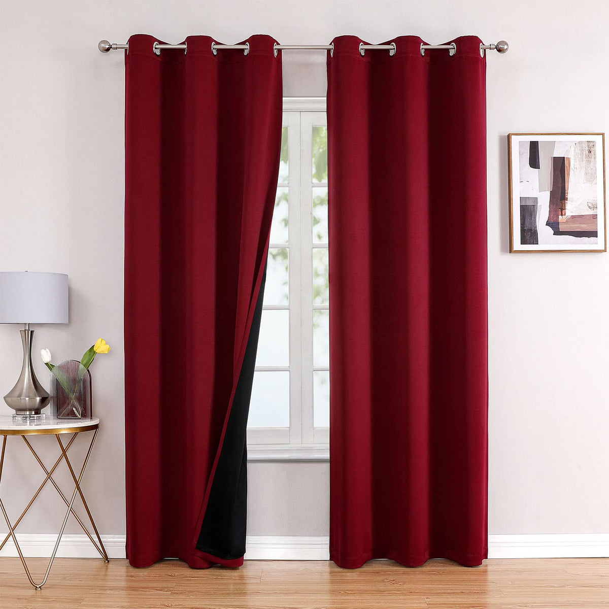 ChrisDowa 100% Blackout Curtains for Bedroom 63 Inches Long 2 Panels Set