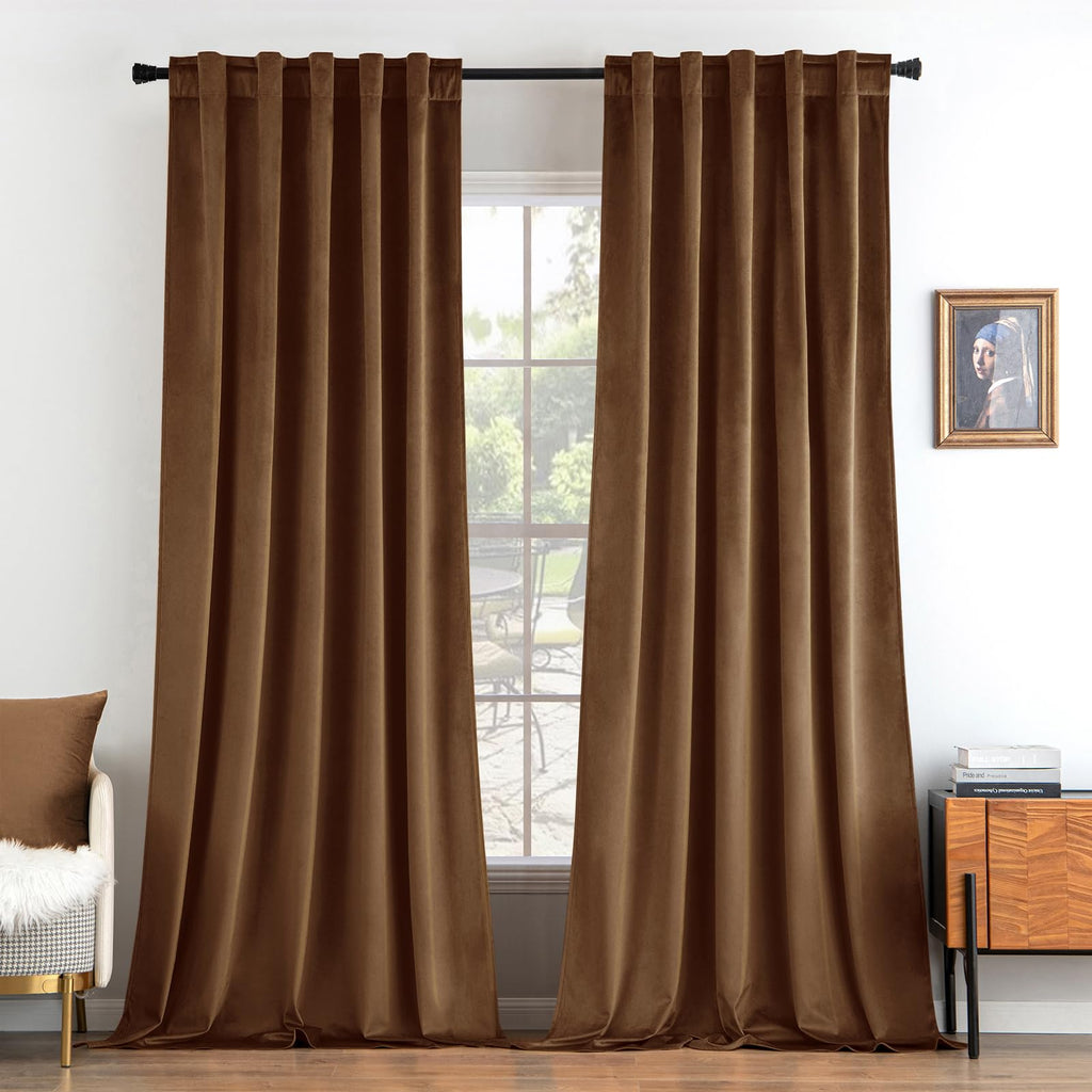 MIULEE Gold Velvet Curtains 52x84 inches Luxury Blackout Curtains