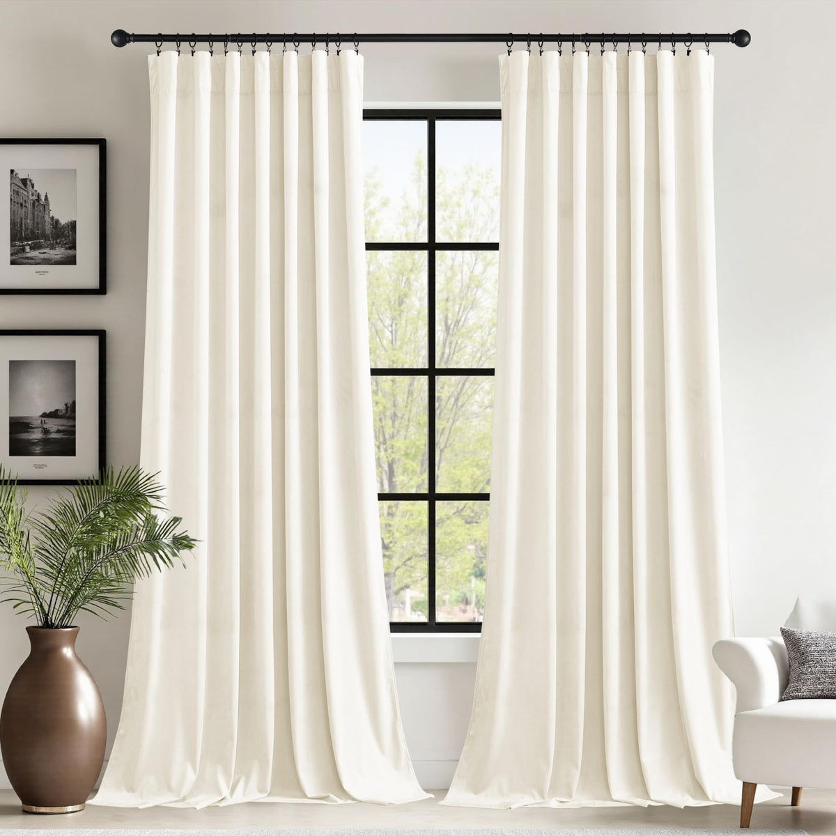 StangH Theater Red Velvet Curtains for Living Room Christmas Decor 2 Panels