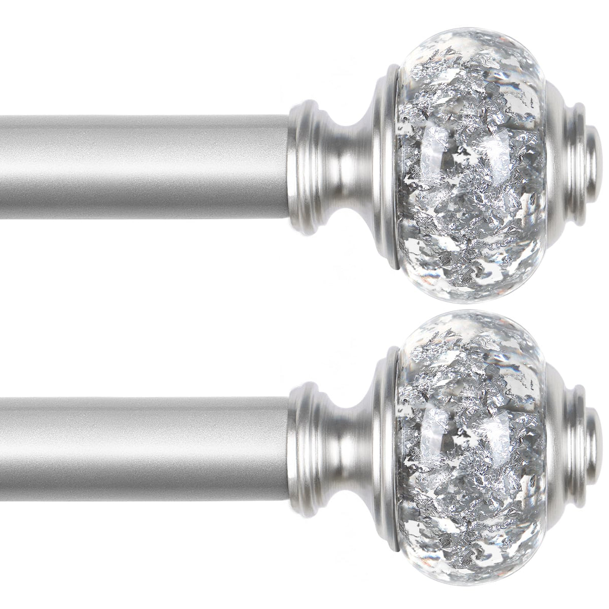 USFOOK Silver Curtain Rods for Windows 32 to 58, Decorative Drapery Rod