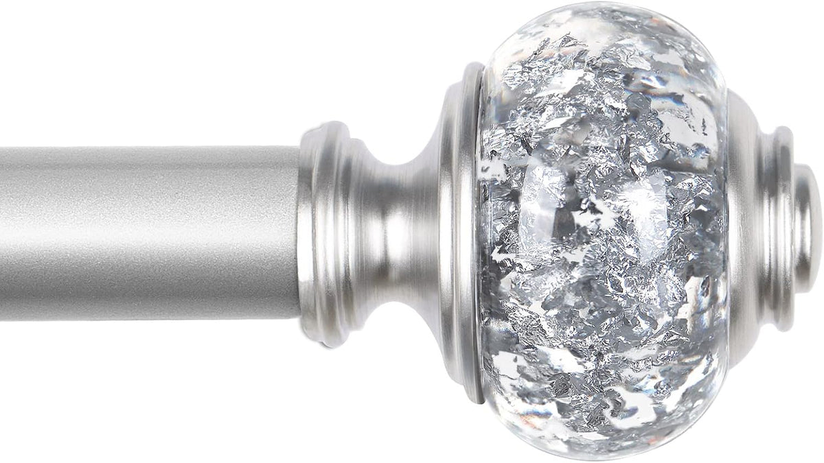 USFOOK Silver Curtain Rods for Windows 32 to 58, Decorative Drapery Rod