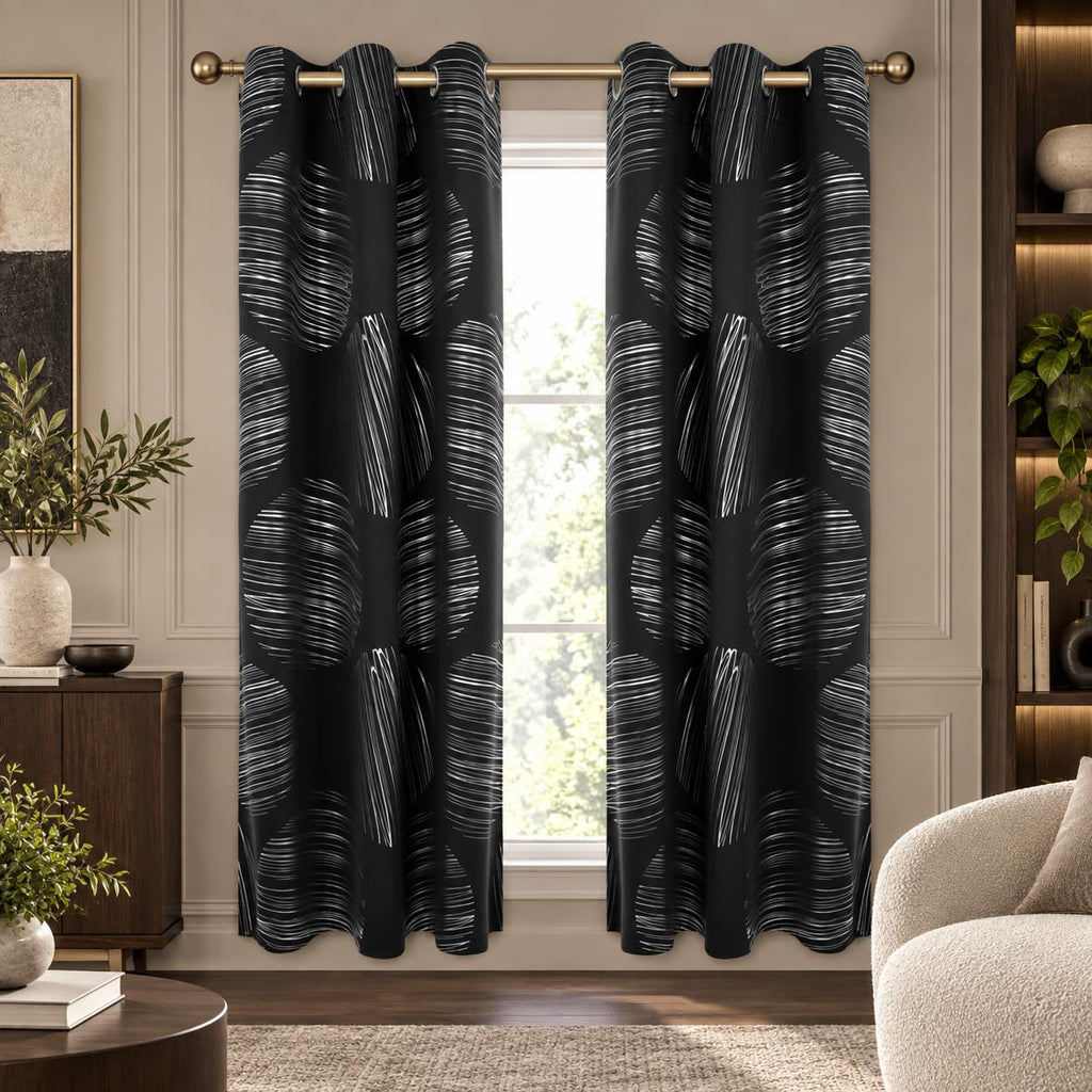 Deconovo Curtains for Living Room, Pattern Blackout Curtains 84 Inches Long