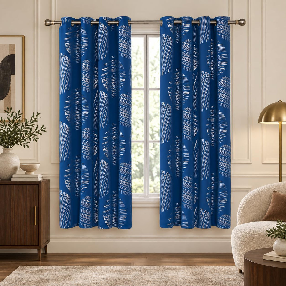 Deconovo Curtains for Living Room, Pattern Blackout Curtains 84 Inches Long