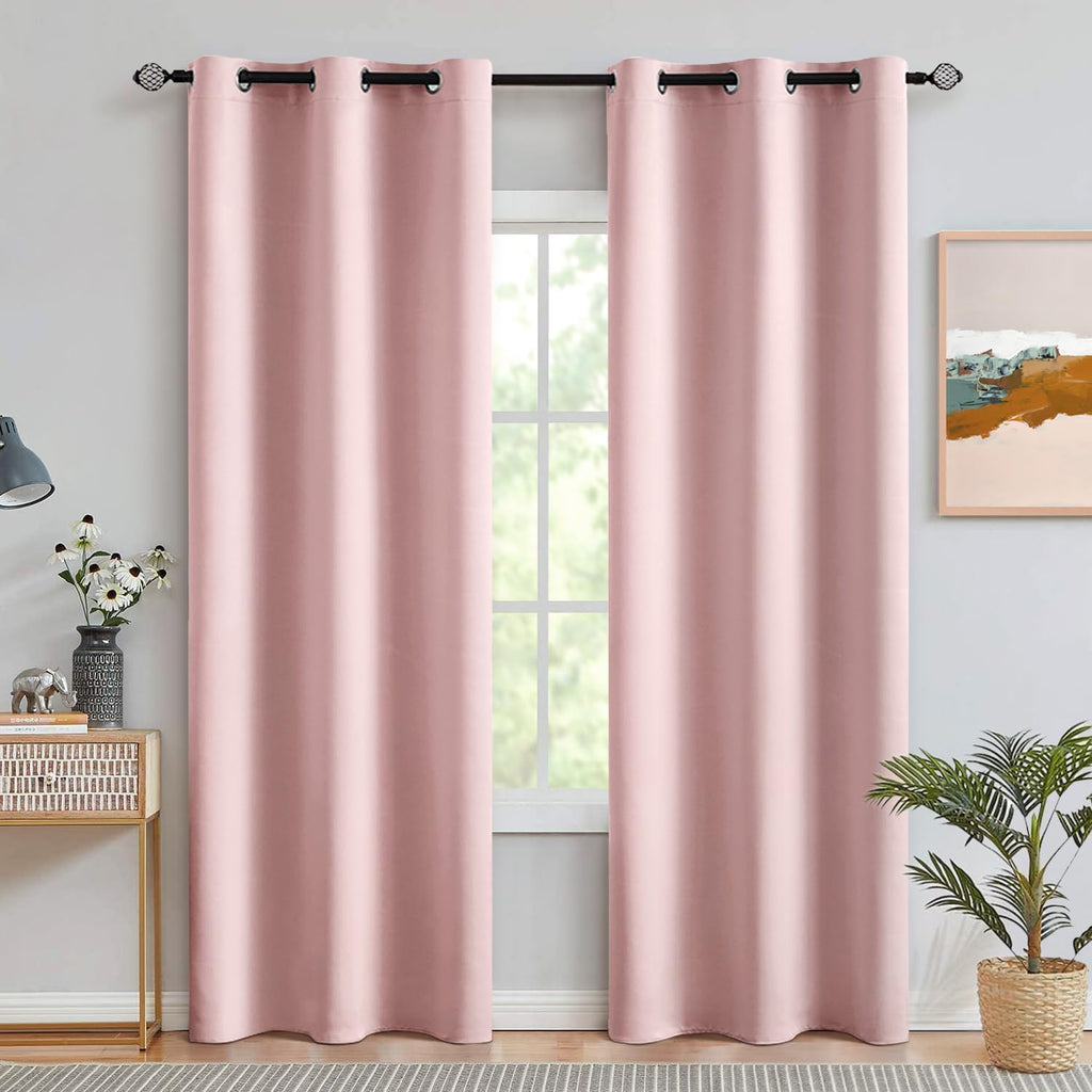 MIULEE Olive Blackout Bedroom Curtains Drapes 84 Inch Long 52"x84"