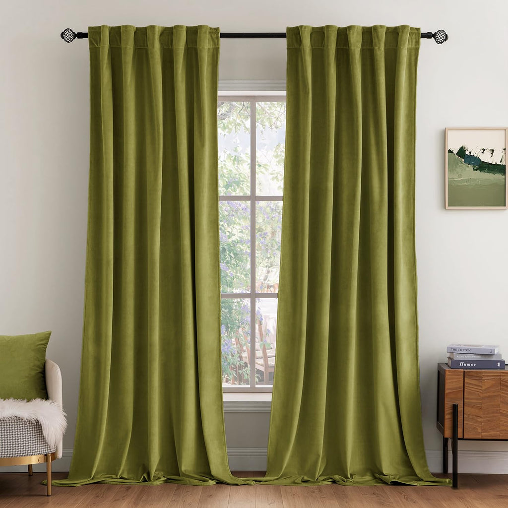 MIULEE Gold Velvet Curtains 52x84 inches Luxury Blackout Curtains