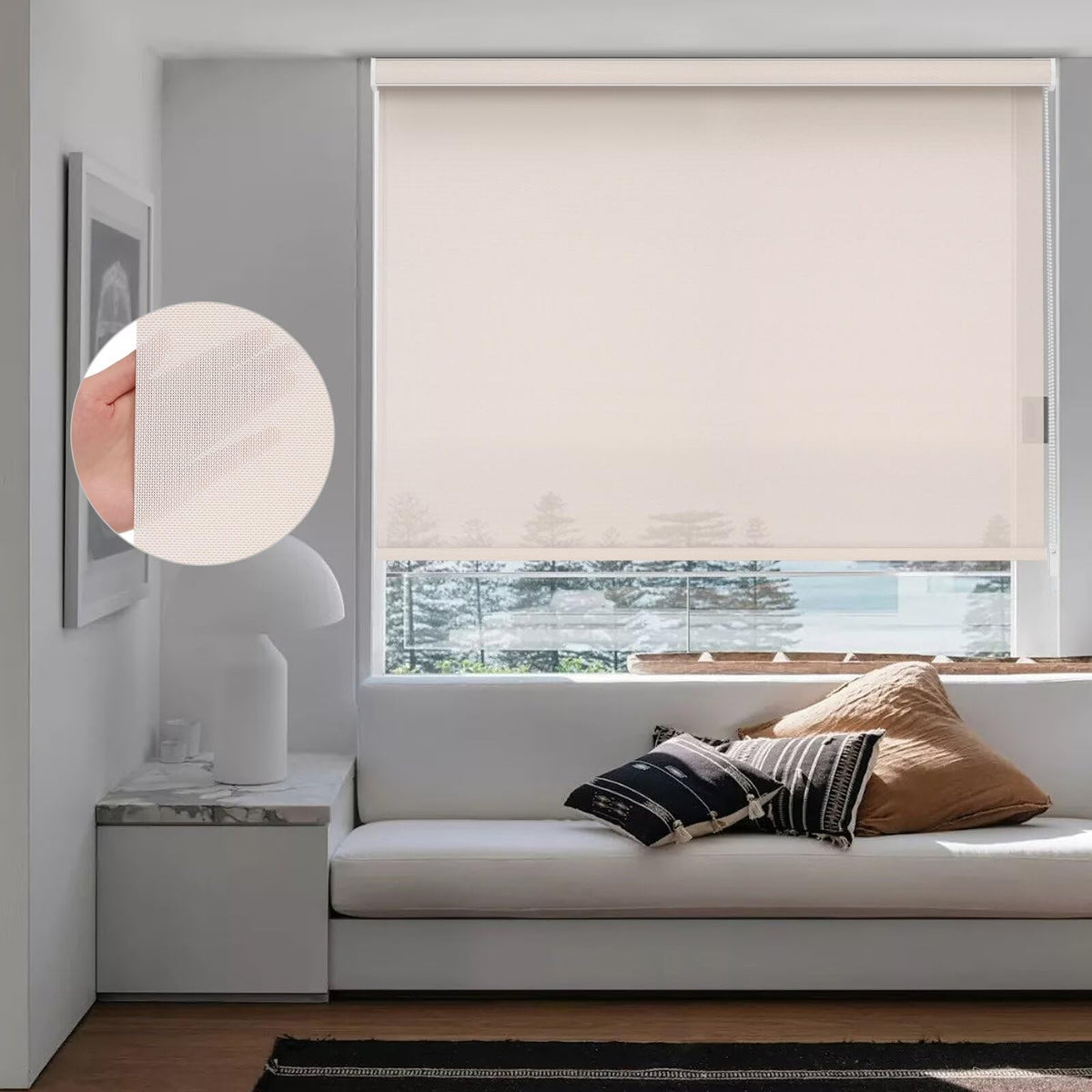 Changshade Custom Corded Solar Roller Shades, Light Filtering Window Blinds for UV, Glare and Heat Control, Custom Size Shades for Office, Living Room, Bedroom and Kitchen