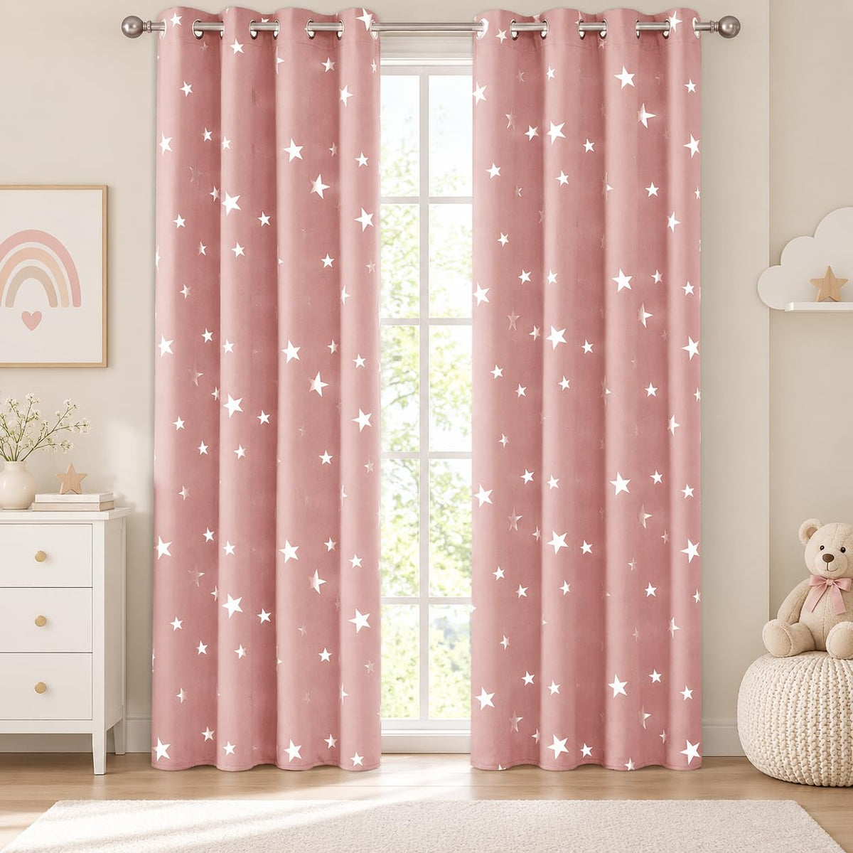 Deconovo Curtains for Living Room, Pattern Blackout Curtains 84 Inches Long