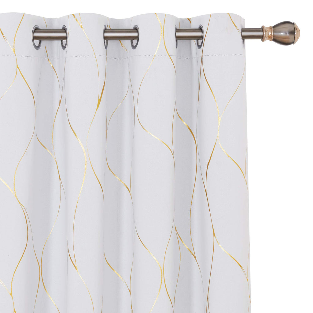 Deconovo Curtains for Living Room, Pattern Blackout Curtains 84 Inches Long