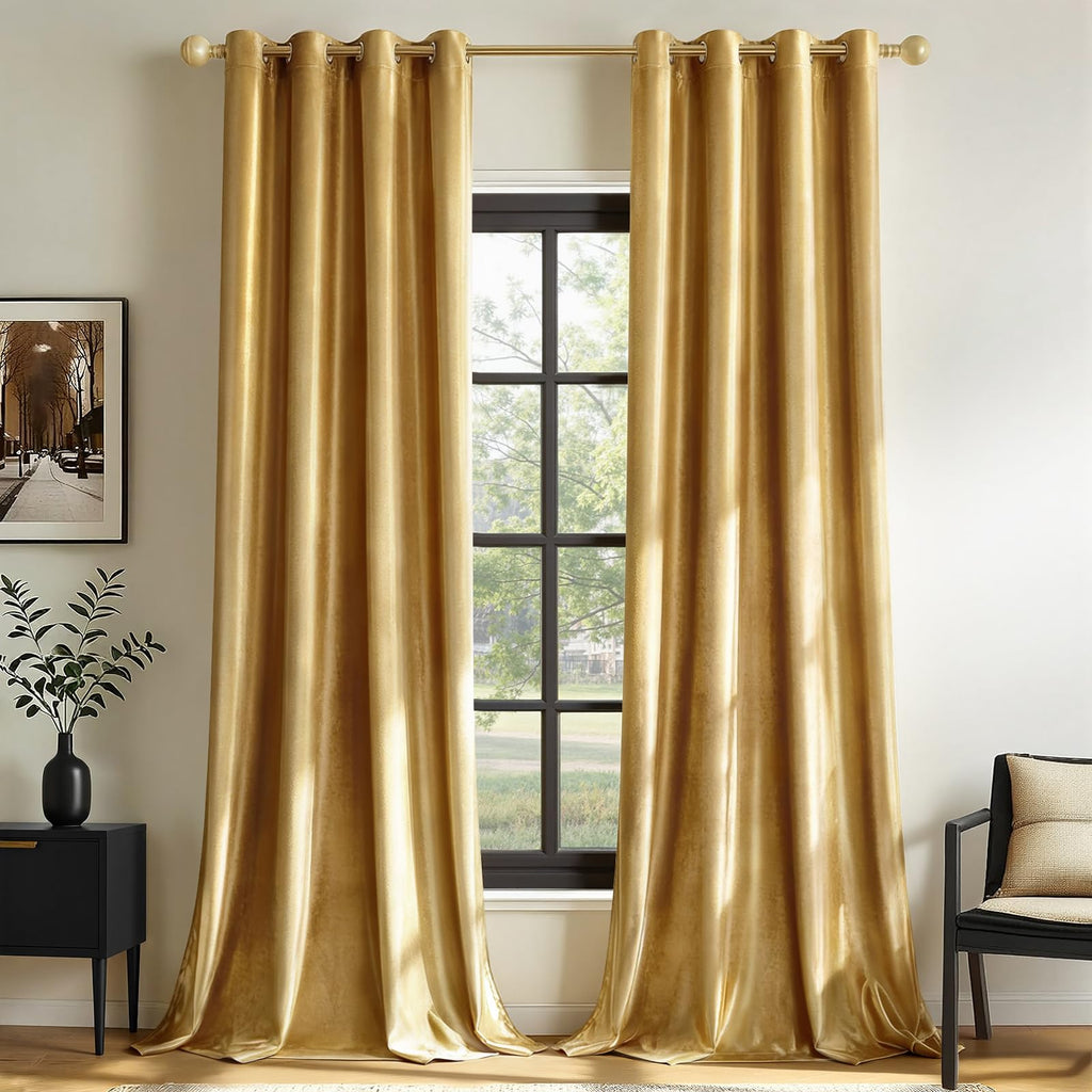 MIULEE Velvet Blackout Curtains Olive Green 52 x 96 Inch Length 2 Panels