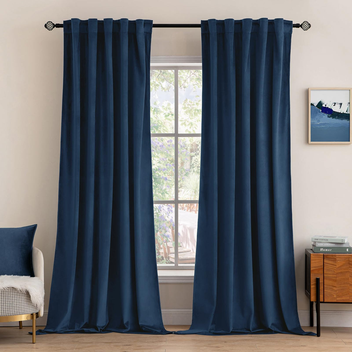 MIULEE Gold Velvet Curtains 52x84 inches Luxury Blackout Curtains