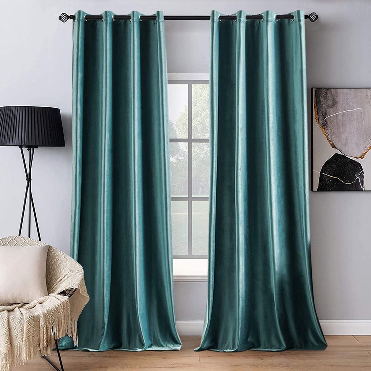 MIULEE Velvet Blackout Curtains Olive Green 52 x 96 Inch Length 2 Panels