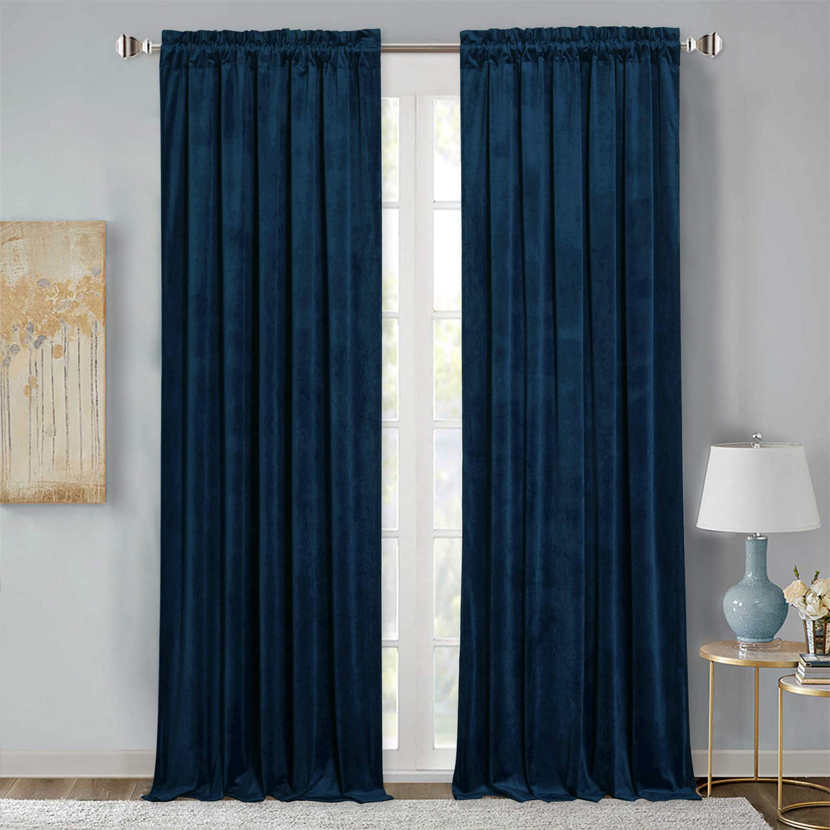 StangH Theater Red Velvet Curtains for Living Room Christmas Decor 2 Panels