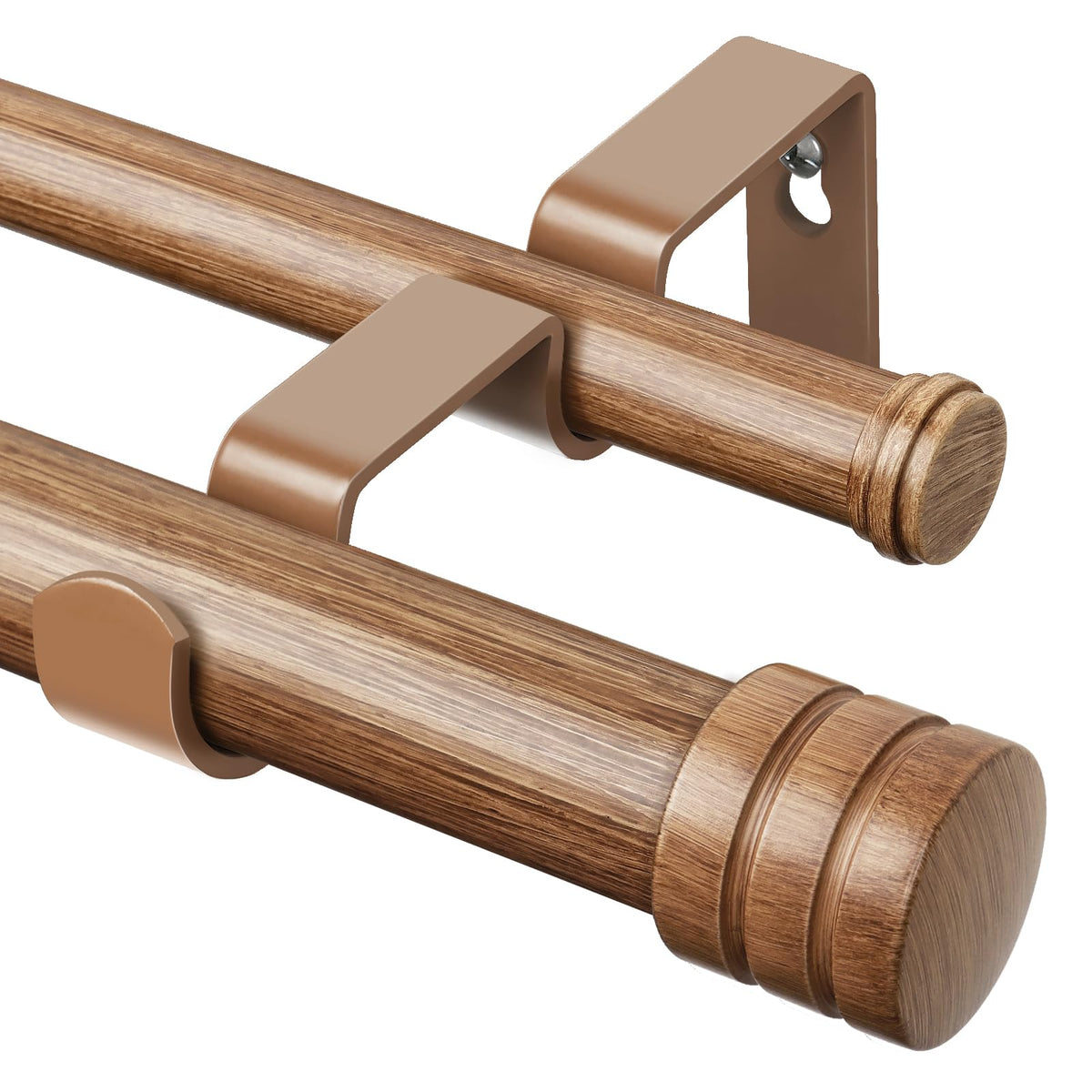 TONIAL 1 Inch Double Curtain Rods for Windows 66 to 120 Inch, Black,