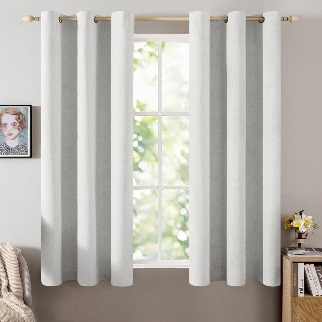 MIULEE 100% Blackout Linen Curtains for Bedroom 52x84 Inches Dusty Blue