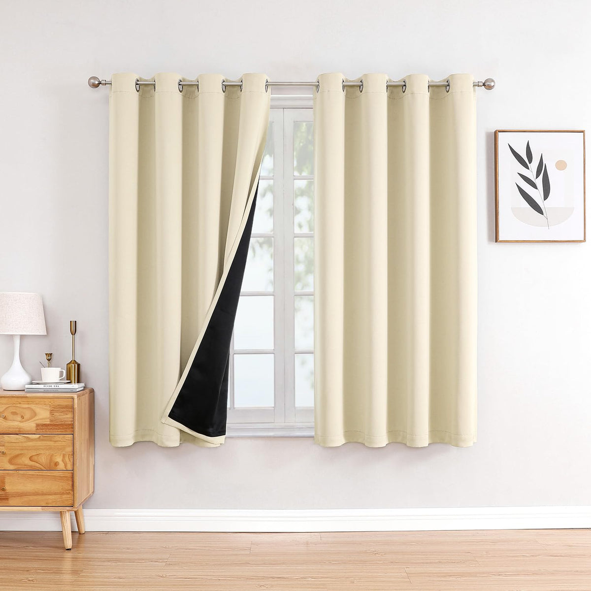 ChrisDowa 100% Blackout Curtains for Bedroom 63 Inches Long 2 Panels Set