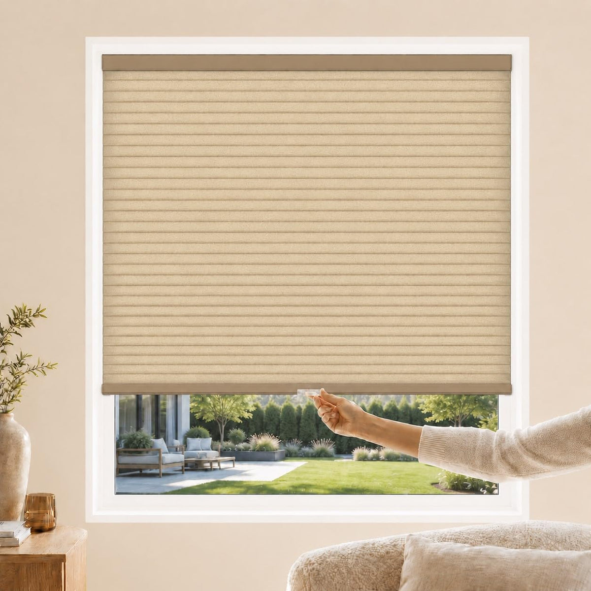 CHICOLOGY Cordless Cellular Shades, Room Darkening, Mist, 46x48