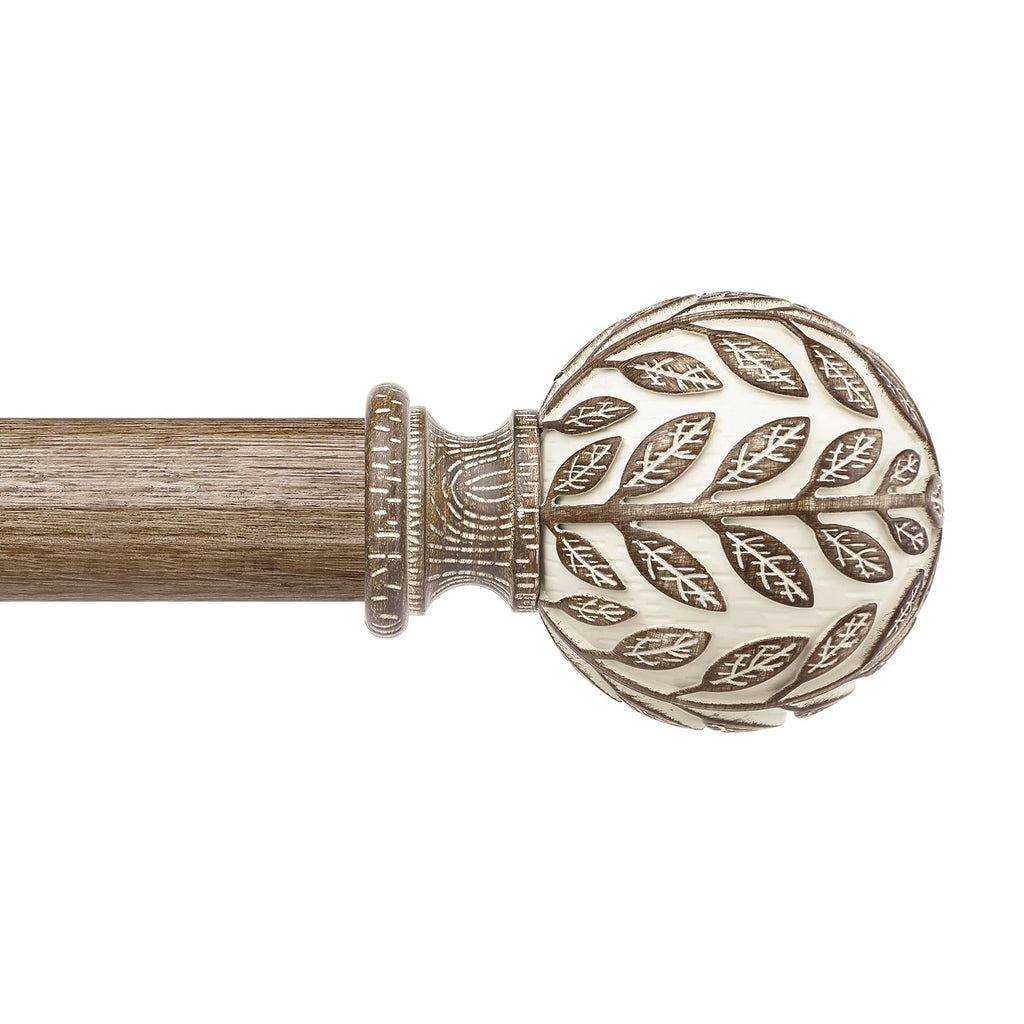 Curtain Rod 36-122 Inch, Boho Wood 1 Inch Curtain Rods for Windows