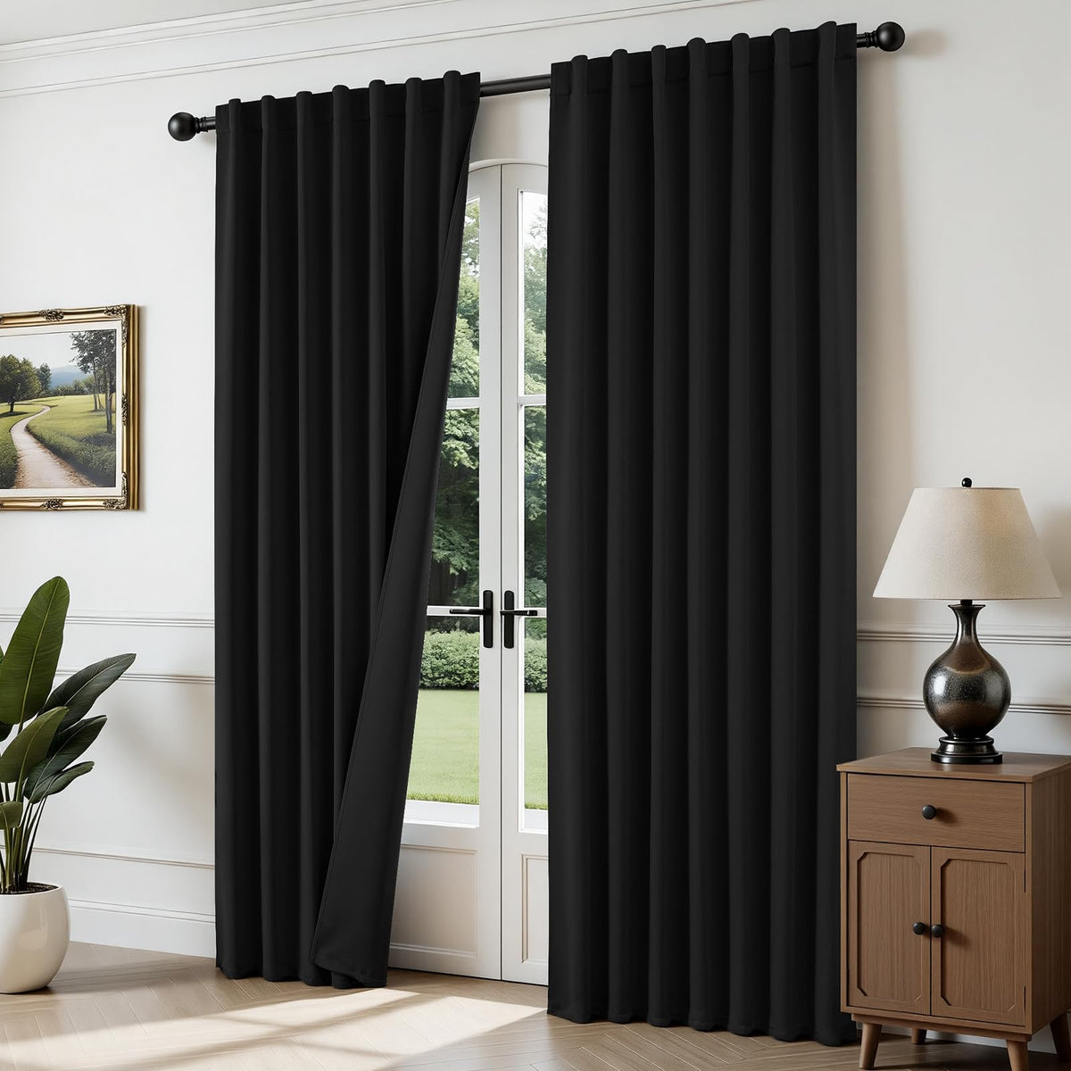 Joydeco Blackout Curtains 96 Inches Long, Thermal Insulated Black Out Curtains 2 Panels Set for Bedroom, Room Darkening Drapes for Living Room Window (W52 x L96 Inch, Navy Blue)