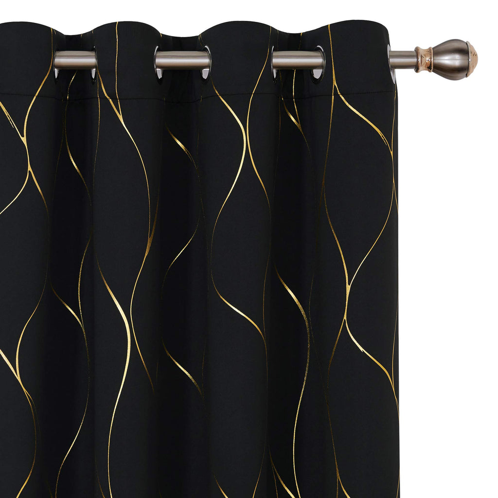 Deconovo Curtains for Living Room, Pattern Blackout Curtains 84 Inches Long