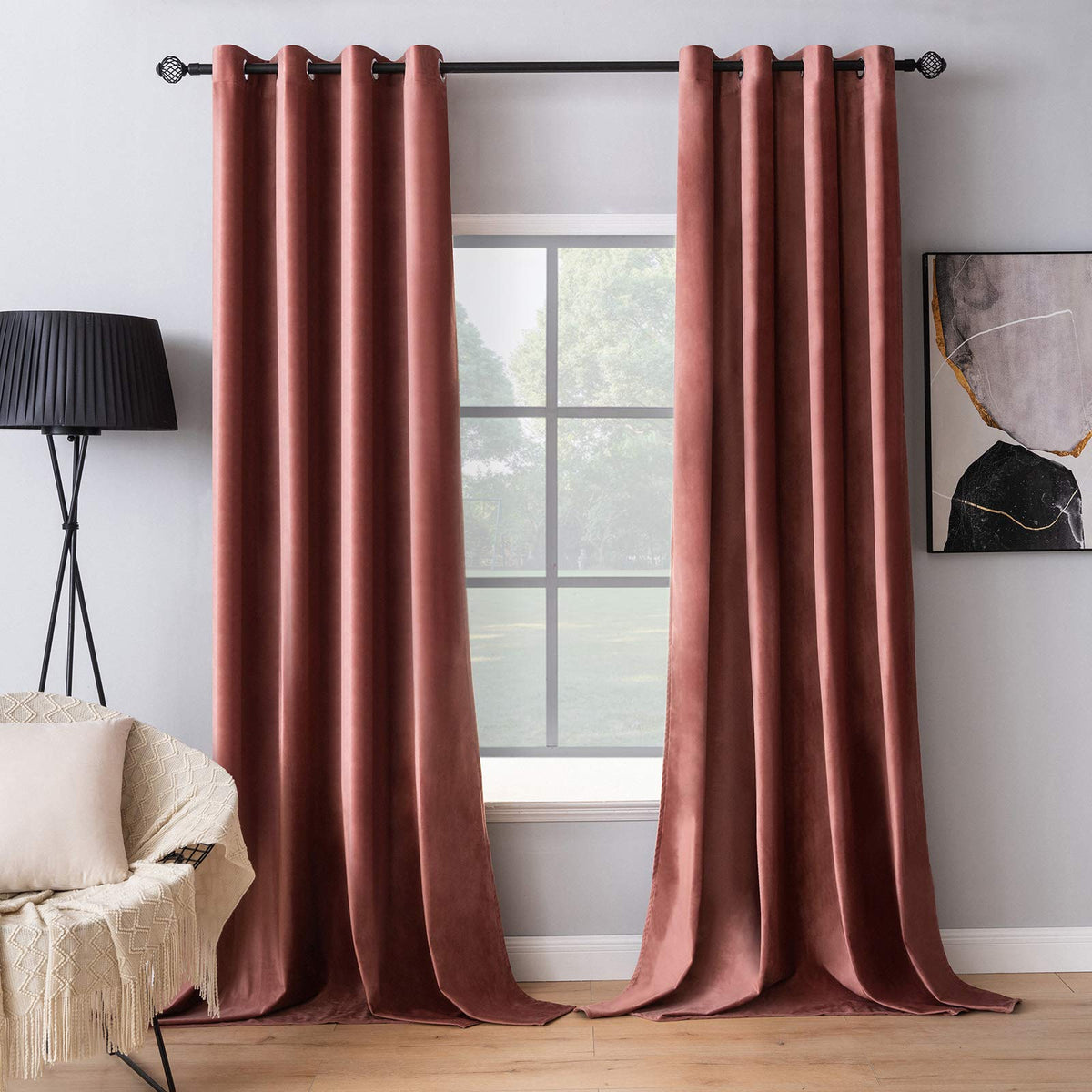 MIULEE Velvet Blackout Curtains Olive Green 52 x 96 Inch Length 2 Panels