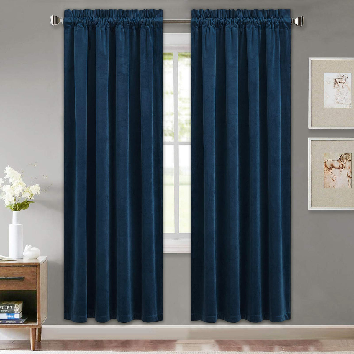StangH Theater Red Velvet Curtains for Living Room Christmas Decor 2 Panels